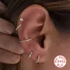 Woman Earrings 925 Sterling Silver Huggies Pendientes Bling Crystal Cartilage Hoop Earring Ear Bone Earlobe Piercing Buckle & Hugg339D