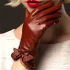 guantes de encaje de cuero mujer