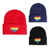 Unisex Rainbow Heart Broderi Stickad Hat Vinter Höst Pride Beanie Cap Y21111