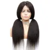 Maleisisch haar Kinky Recht 13X4 Kanten Voorkant Pruik Pregeplukt Met Babyhaar Grof Yaki 1030inch5117727