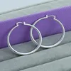 925 Sterling Silver Solid Smooth Circle 40mm Hoop Kolczyki Dla Kobiety Wedding Engagement Party Fashion Charm Jewelry 2697 Q2