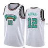 Memphis''Grizzlies''Jersey 12 JA Morant Basketbol Formaları Dikişli Logolar Yüksek Kalite Yeşil Gri Beyaz Siyah Üst Erkekler