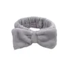 Wash Face Hair Band Solid Color Bow pannband Dusch Bowknot Turban Coral Fleece Head Wrap Spa Make Up Pannband Hårtillbehör8436044