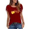 Dames t shirts dames t-shirt gitaar muziek geprinte dames shirt katoenen mouw grappig 2022 zomer tee femme tassel tops