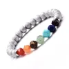 Bracelete de cristal de energia de 8 mm de pedra ioga 7 chakra sete roda de pulso corda de mão sorriso de ágata cor de ágata