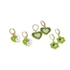 Hoop Huggie Yağı Çiçeği Yin Yang Damla Küpeler Kadınlar İçin Set Yeşil Kalp Kelebek Dinlence Piercing Takı Trendi