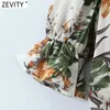 Zevity Women Tropical Floral Print Ruffles Playsuits Femme Back Zipper Slim Wide Ben Shorts Siamese Chic Beach Rompers P1017 210603