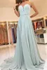 Único Sweetheart Mint Green Dama de Promoção Vestidos 2021 Barato Uma Linha Chiffon Applique Lace Rightless Shipping Vestidos