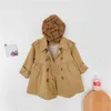 Children's solid color windbreaker jacket for girl Autumn Winter kids Double breasted parka girls England Style Trench Coat 210615