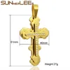 Pendant Necklaces SUNNERLEES 316L Stainless Steel Jesus Christ Cross Necklace Byzantine Link Chain Men Boys Gift SP210