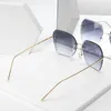 Fashion Square Big Frame Sonnenbrille Männer und Frauen Markendesigner Cut Edge Point Diamant Randlose Sonnenbrille UV400 Objektiv Hohe Qualität