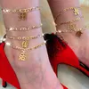 Anklets sumu az brev initial armband för kvinnor guldfärg alfabetet anklet boho sommarstrand barfota fot smycken gåva9311006