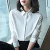 Spring Fashion Office Lady Tops Long Sleeve Patchwork Gauze Hollow Out Women Shirts OL style work Turn-down Collar Blouses D81 210512