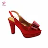 Vestido Sapatos Revista Mais Recente Estilo Elegante Design Italiano E Conjunto de Bolsas em Cor Vermelha Moda Feminina Sandálias para Festa