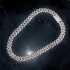15mm prong baguette kubansk kedja 14k vitguld pläterade reella iced diamanter halsband cubic zirconia smycken 14-20 tumlängd