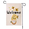 Summer Welcome Bee Dwarfs Banner Flags Yard Decoration Linen Garden Flag