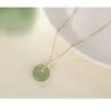 Wholale S925 Gold Plated Sterling Sier Round Jade Pendant Choker Halsband205J