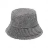 Wiadro Kapelusz Moda Solidna Zima Grube Ciepłe Faux Futro Pluszowe Kobiety Wełna Polar Kapelusze Ladies Panama Cap Fisherman Caps