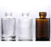 30ml frasco de vidro liso ombro fosco desleixado vidro âmbar redondo frasco de óleo essencial com garrafas de embalagem de gotas de vidro
