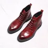 2021 New Men Fashion Trend British Gentleman Lace Up Dress Shoes Stivaletti Chelsea alla caviglia in vera pelle nera bordeaux fatti a mano