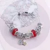 charm bracelets mixed styles with box pink purple blue red beads heart ring flower pendant fit for snake chain bangle DIY Jewelry283d