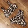 Sexy Bikini 2021 Leopard Bathing Suit High Waist Swimsuit Push Up Plus Size Beachwear Bandage Swimwear Women Hot Bandeau Biquini X0522