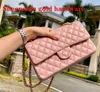 5A Handväskor Kvinnor Cross Body Bags Brand Luxury Designer Sheepskin Lamb Leather Gold Chain 25cm randiga plånboksdesigners Purse Shou8681915