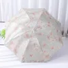 Umbrellas Women Vintage Embroidered Lace Umbrella Elegant Lady Sunshade Black Rubber Three Folding Sun Sweet Parasol