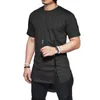 T-shirt da uomo in cotone a maniche corte con cerniera a maniche corte da uomo asimmetriche estive moda slim moda T-shirt da uomo in cotone con orlo curvo Hip-Hop