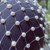 Handmade Wedding Pearl Mesh Hair Hoop Pałąk Cove Twarzy Biżuteria Dla Dziewczyny Bling Rhinestone Bridal Hairband Weil Akcesoria Klipy Barrette