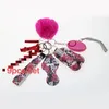 23 kleuren PU 9 stks / set zelfverdediging sleutelhanger set vrouw zelfverdediging sleutelhanger alarm pompom hand sanitizer polsband lipstick houder sleutelhangers flesopener edc gereedschap