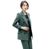 Temperament women's pants suit two-piece high quality office jacket overalls elegant lady professional Slim trousers 210527