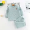 Kid Pajamas Set Boys Girls Cotton-padded Pjs Top and Pants Unisex 3 layers to Keep Thick Warm Clothes Toddler Clothing 210915