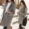 Women's Wool & Blends Women Long Woolen Coat Female Winter Loose Overcoat Gray/Black/Wine Red S/M/L/XL/XXL