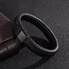 Classic Fashion Braided Leather Bracelet High Quality Metal Punk Simple Men's Thick Gift Bangle