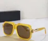 Lunettes de soleil carrées vintage Orange Gold / Brown Lens 607 Men Fashion Hip hop Lunettes de soleil protection uv400 avec boîte