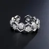Earrings & Necklace 2pcs Per Set Luxury Silver Color Wedding Gift Jewelry For Women Handmade Zircon Honeycomb Ring Bracelet Drop