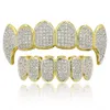 Hip Hop Sieraden Mens Grills 18K Vergulde Alle Iced Out Diamond Grillz Tanden Bling Glanzende Rock Punk Rapper