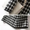 dress large size autumn and winter Korean version of the houndstooth casual thick warm high-neck knitted bottoming 220308