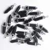 natural black obsidian bullet shape charms point Chakra pendants for jewelry making 24pcs/lot Wholesale free 211014