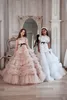 Strapless Flower Girls Dresses for Wedding Luxury Ruffles Tiered Kjolar Toddler Pageant Gowns Tulle First Communion Dress