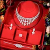 Brincos colar conjuntos de jóias godki luxo 4 pcs chapers brinco cúbico zircônia para mulheres casamento nupcial entrega 2021 9ptjk