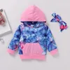 Kleding sets geboren 2 stks set baby jongens meisjes tie-dye 2021 mode winter warme zak lange mouw hoodie + tether broek + hoed outfit kinderen