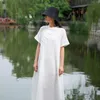 Etnik Giyim Çin Moda Cheongsams Kadınlar Vintage Qipao Uzun Partisi Gelinlik Pamuk Keten Hanfu Geleneksel Çin tarzı kumaş