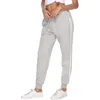 Dames Sport Broek Vrouwelijke Casual Gestreepte Hoge Taille Pocket Drawstring Broek Dames Fitnees Gym Lopende kleding 210522