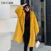 Women Parka Winter clothes Oversize Faux Fur Coat Thick Warm Long Jacket Hooded Overcoat Plush Jackets 211220