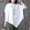 Wiosna Koreański Luźny Dorywczo Bat Rękaw Solid Top Bluzka Asymetria Koszula Plus Size Wild Cienkie Nieregularne koszule Topy Kobiety 12740 210521