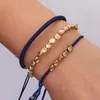 Blue Woven Rope 3pcs/set Charm Bracelet Men Bracelets Designs Copper Beads Handmade Bangles For Women