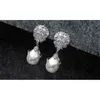 Fashion Cubic Ziron stone Pave Setting Pearl Dangle Earrings Drop For Women Party Jewelry Wedding Bride 2106248806958