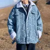 Vestes en denim d'agneau épaissies d'hiver pour hommes en vrac manteaux de tranchée d'impression de laine dans des parkas chauds vêtements rembourrés de coton noir / bleu 210524